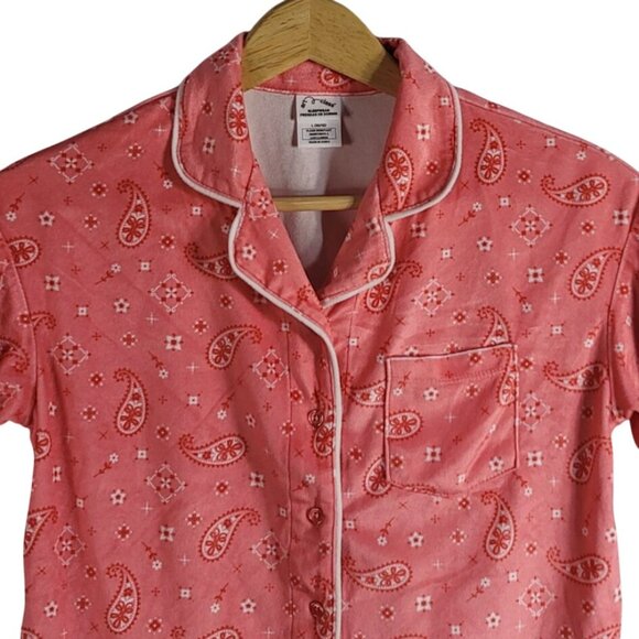 Art Class Pajama Lounge Set Pink Size 10 Large Button Top Pull On Shorts Paisley - Picture 3 of 11